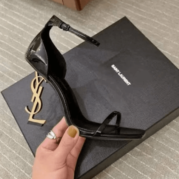 YSL Sai__nt Laurent Opyum Embellished Patent-Leather Sandals