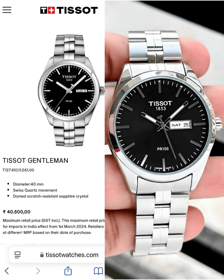 Men Tisso-t Premium PR100 Day & Date