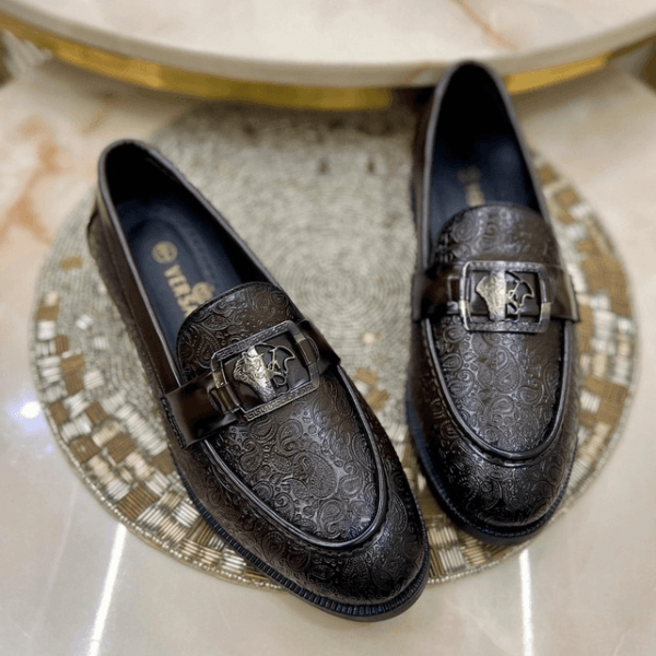 Men Ver__sace Brown Loafer Shoes