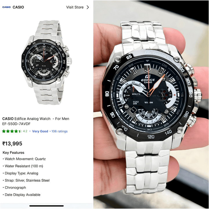 Men's Casio Edifice EF 550D 1A Watch