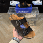Birkenstock Arizona Black Suede With Sole Branding - First Copy