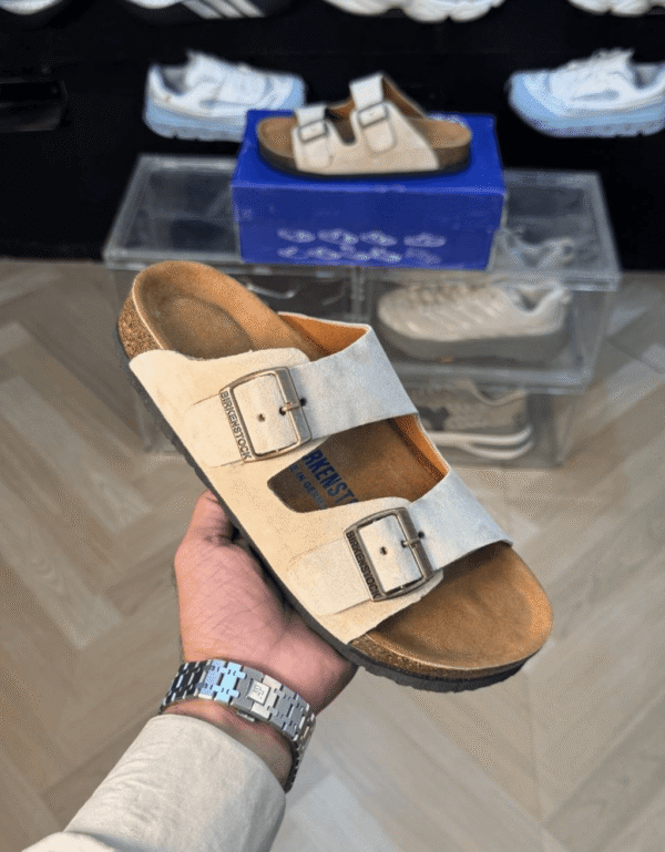 Birkenstock Arizona Beige With Sole Branding - First Copy