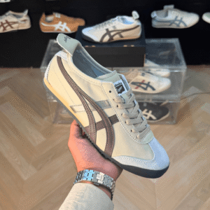 Onitsuka Tiger Mexico 66 Beige Brown Gold Sneakers - First Copy