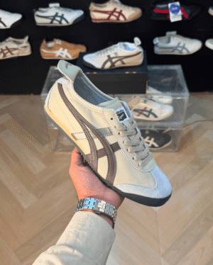 Onitsuka Tiger Mexico 66 Beige Brown Gold Sneakers - First Copy