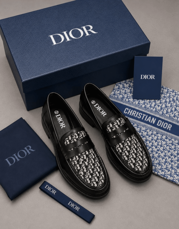 Dior Explorer Loafer Black Beige Black Dior Oblique Jacquard - First Copy