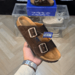 Birkenstock Arizona Brown Suede With Sole Branding - First Copy