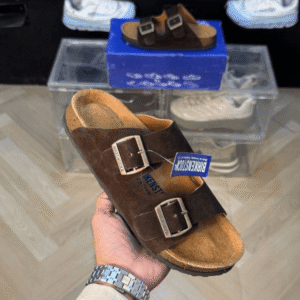 Birkenstock Arizona Brown Suede With Sole Branding Sandal
