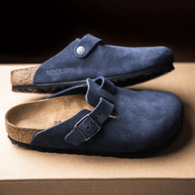 Birkenstock Boston Blue With Sole Branding