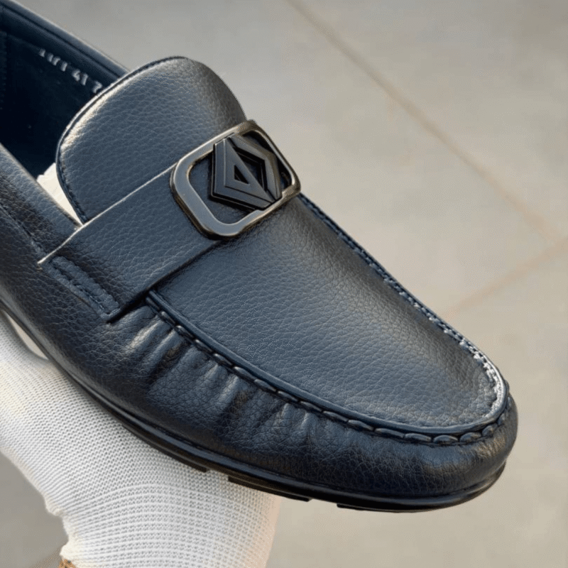 Christian Dioor Leather Loafer Navy Shoes