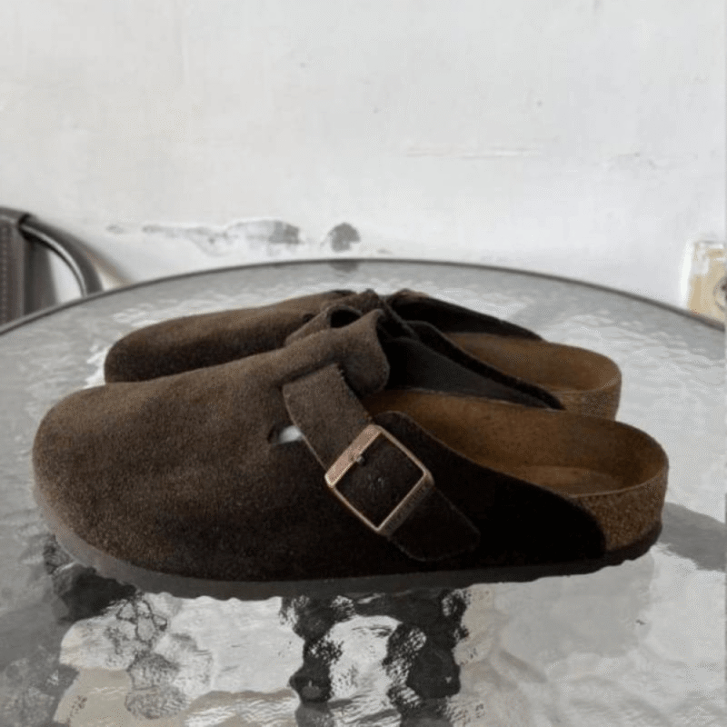 Birkenstock Boston Brown With Sole Branding Sandal