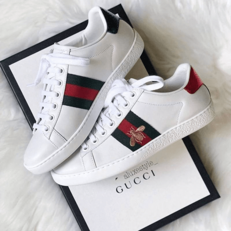 Men's Ace Bee Gucci White Leather Sneaker