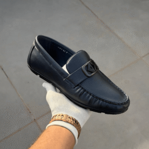 Christian Dioor Leather Loafer Navy Shoes
