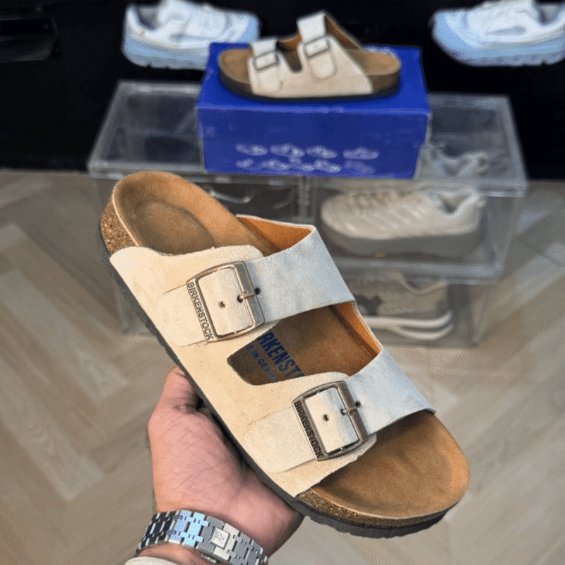 Birkenstock Arizona Beige With Sole Branding Sandal Birkenstock Arizona Beige With Sole Branding Sandal