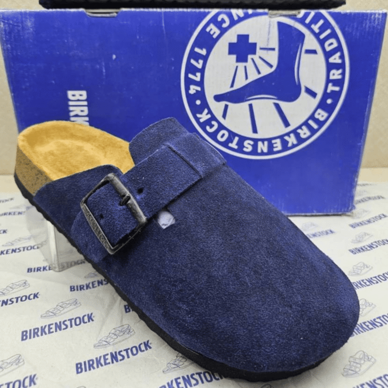 Birkenstock Boston Blue With Sole Branding Birkenstock Boston Blue With Sole Branding