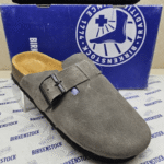 Birkenstock Boston Grey With Sole Branding