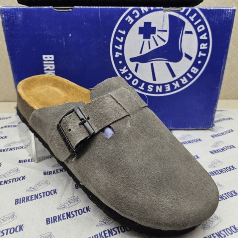 Birkenstock Boston Grey With Sole Branding Birkenstock Boston Grey With Sole Branding